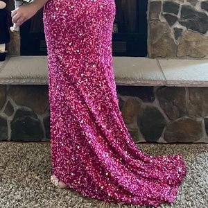 Rachel Allan pink sequence dress